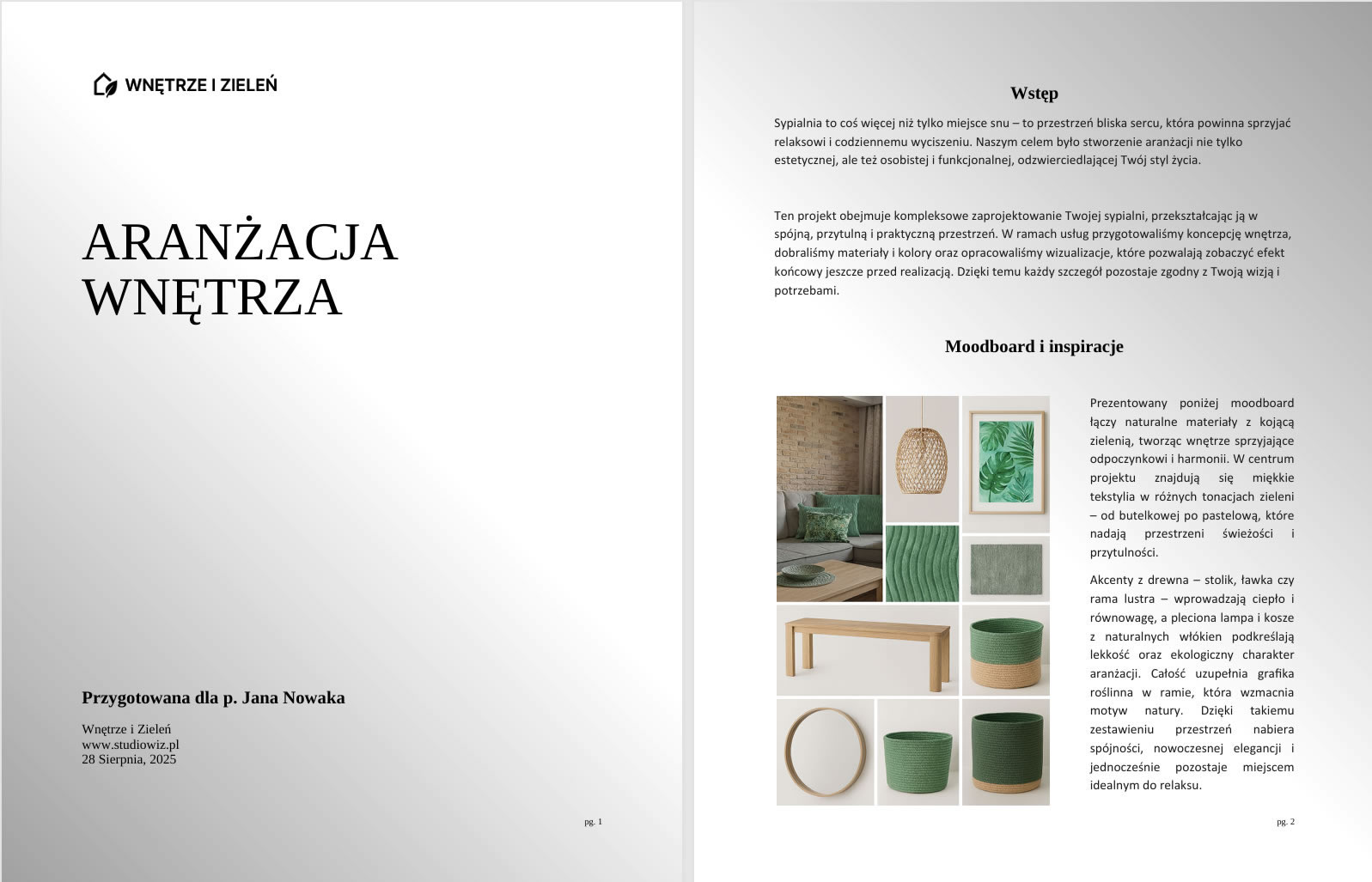 Moodboard i paleta kolorów